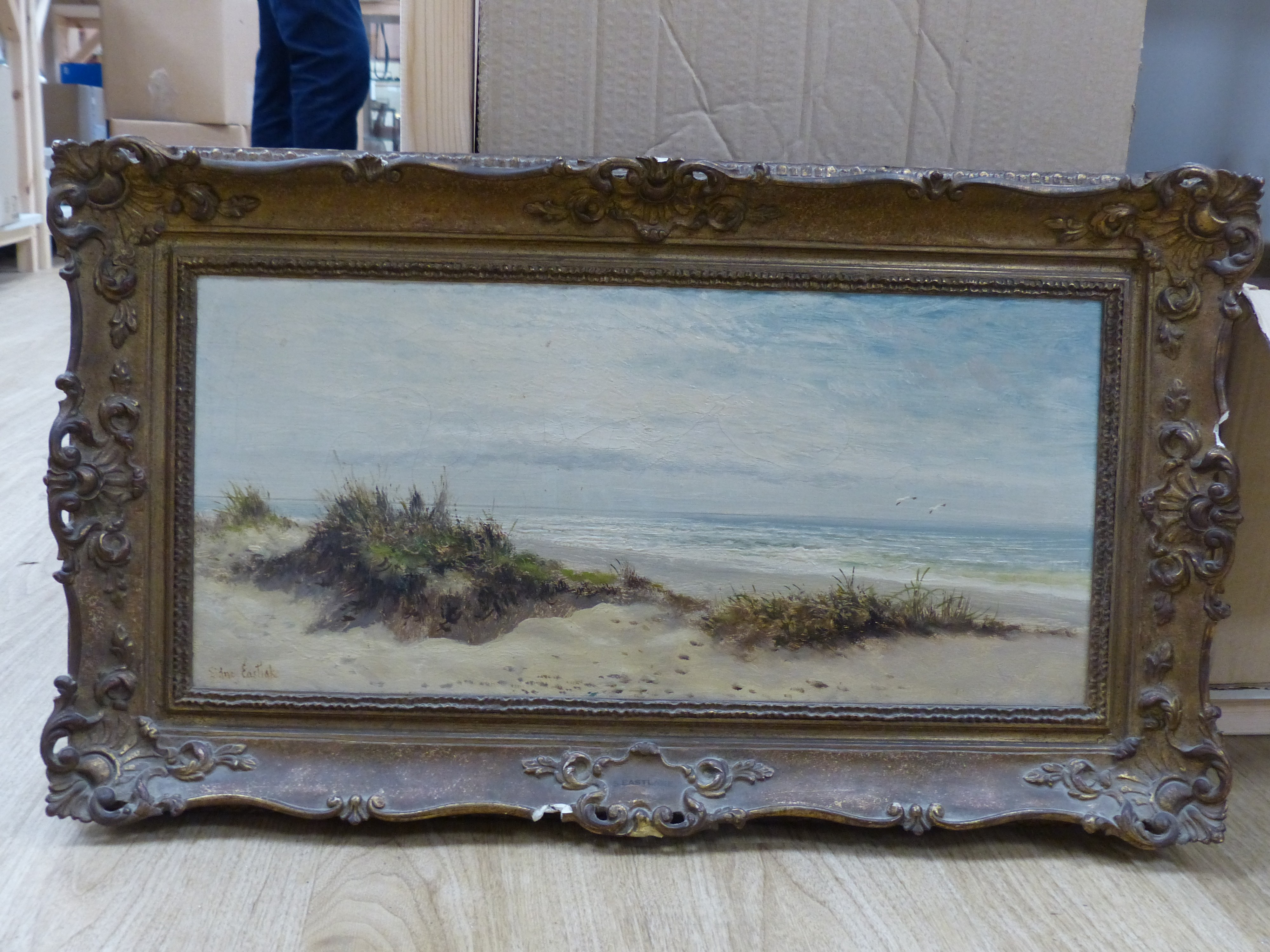 Sidney Eastlake (late 19th/early 20th century), oil on canvas, Coastal scene, signed, 25 x 54.5cm